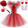 thumbnail image 2 of Disfraz de payaso de It Pennywise para niña, vestido con tutú gris y rojo, disfraces de payaso espeluznante para Halloween para niña, ropa de fiesta de carnaval, 2 of 5