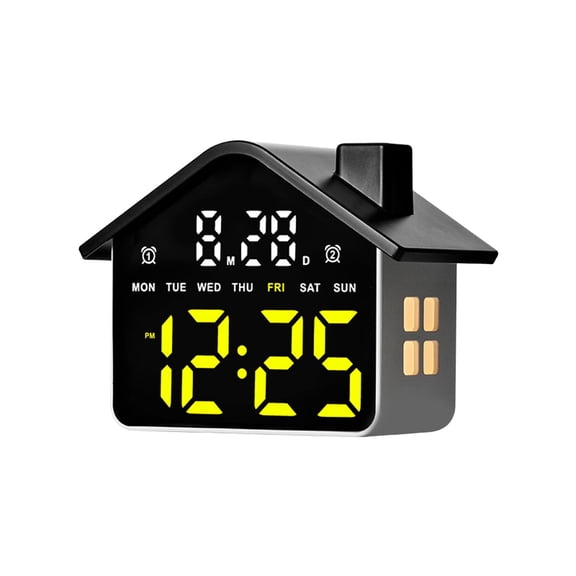 Specollect 1 Pcs LED Alarm Clock, House Shaped Digital Clock with Night Light, Multi-Color Display, Dual Alarm with Snooze, for Bedroom Desk Decor 0