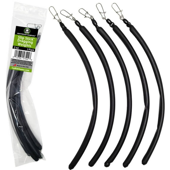 Catfish Sumo 5 Pack 2 oz Slip Stick Lead Dragging Sinkers, 2 oz Total Weight