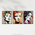 thumbnail image 5 of Set of 3 Glam Glitter Aesthetic Women Splat Paint Portraits Gold Red Teal Retro Beauty Unframed Wall Art Living Room Poster Prints Pack, 5 of 5