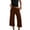 Coffee, variant on Women's Casual Wide Leg Cropped Pants Low Rise Fold Over Stretch Gaucho Pants for Summer Beach Holiday Streetwear,Black 3XL