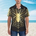 thumbnail image 2 of Fotbe Gold Spider On The Web Camisa Hawaiana para Hombre Unisex – Camisa Casual de Verano con Botones de Manga Corta de Algodón y Lino,Small, 2 of 7