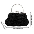 thumbnail image 3 of Women's Elegant Satin Evening Clutch with Detachable Silk Rose Handbag for Formal Parties and Occasions for Wedding Black One Size, 3 of 6