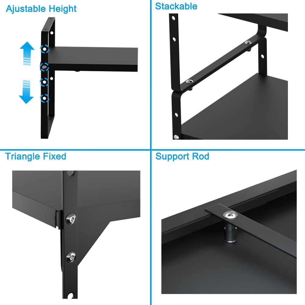 SANNO Expandable Counter Organizer, Stackable Cupboard Organizer Shelf Rack,Large Counter Shelf Organizer Cupboard, Cabinet Organization Shelf Black, 16" to 27"L x 8"W, 2 pack