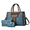 2083Blue, variant on Women's 3 PCS Handbag Set PU Leather Top-handle Satchel with Clutch & Wristlet Shoulder Bag for Work & Daily Use