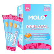 Molo Prenatal Multi-Vitamin Drink Mix with CoQ10 & DHA, Sweet Orange, 30 pack
