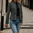 thumbnail image 2 of YDFCWXW Women's Suede Jackets 2025 Fall Casual Business Long Sleeve Open Front Cropped Blazer Jacket Coat Black, L, 2 of 6