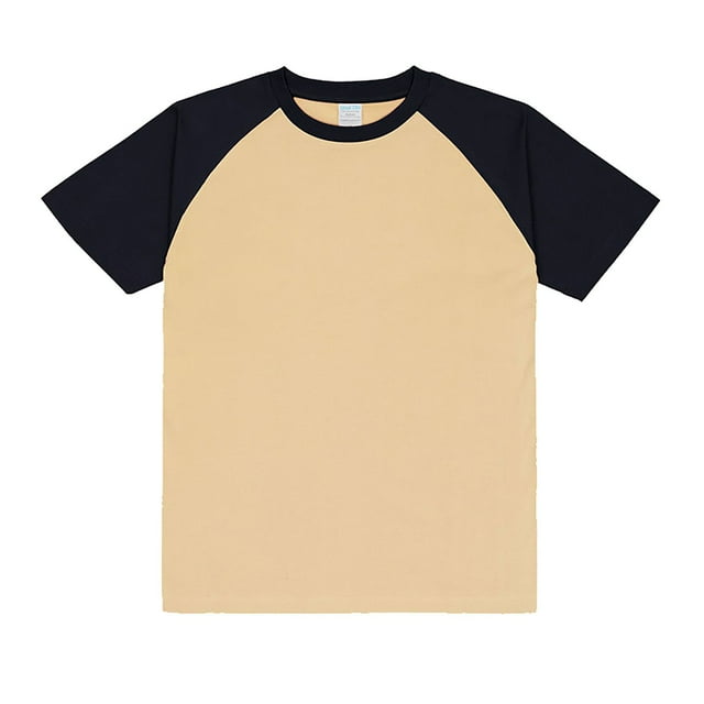 Ediodpoh Men’s Raglan Contrast T Shirt 230g Solid Color Retro Heavy Shoulder T Shirt Pure Cotton Matching Color Loose Short Sleeve Tops for Men Trendy Navy XXL
