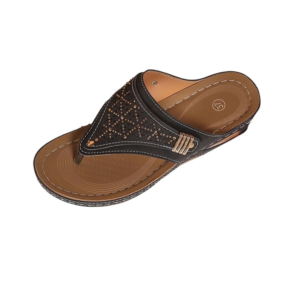 Iyufng Wedge Sandals for Women Chunky Soles Thong Sandals Summer Casual Outdoor Shoes