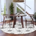 thumbnail image 3 of Round Rug 7Ft Washable Non-Slip, Grey Black Flower Circle Area Rugs for Living Room Bedroom, Spring Watercolor Floral Plant Textured Indoor Floor Mats Carpet Runner for Home Decor Aesthetic, 3 of 8