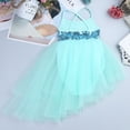 thumbnail image 6 of Raenseen Girls Kids Sleeveless Shiny Sequins Dance Leotard Dresses with Hair Tie Lyrical Latin Mint Green L, 6 of 7