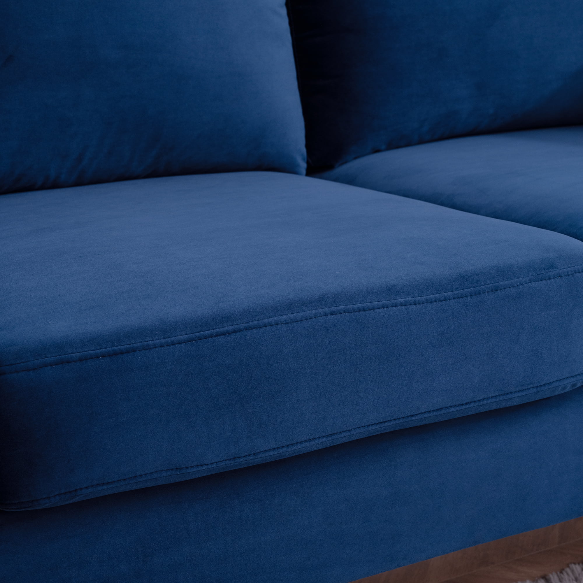 YYAo Extra Deep Filled Sofa, Vertical Velvet Upholstered Futon with Armrests and Legs for Living Room, Apartment, Blue YYAo Extra Deep Filled Sofa, Vertical Velvet Upholstered Futon with Armrests and Legs for Living Room, Apartment, Blue