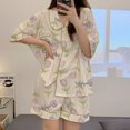 thumbnail image 1 of Pijama de manga corta tipo cárdigan de algodón de imitación de alta calidad con diseño de Hello Kitty japonés para mujer, traje de verano para el hogar de gran calidad para mujer, 1 of 5