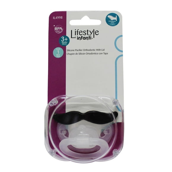 Infanti Chupón de Silicon Ortodontico con Tapa Bigote, multicolor