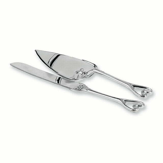 Silver Plated Heart Cake Knife Set Special Occasion Wedding Server