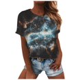 thumbnail image 1 of Pompotops T-shirt Décontracté pour Femmes Imprimé Graphique 3D Col Rond Hauts Basiques Amples, 1 of 6