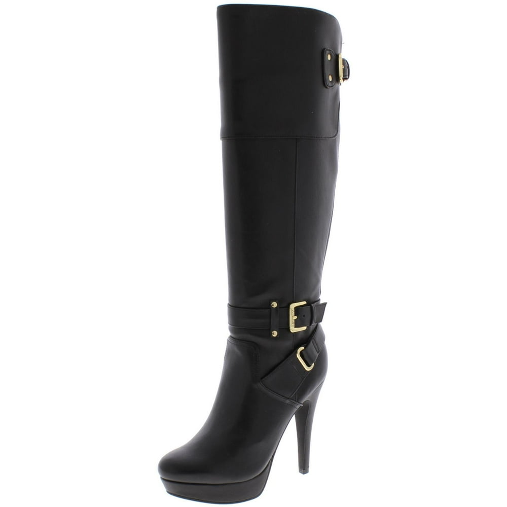 GUESS Guess Womens Destynn Faux Leather Buckle Dress Boots Black 9.5