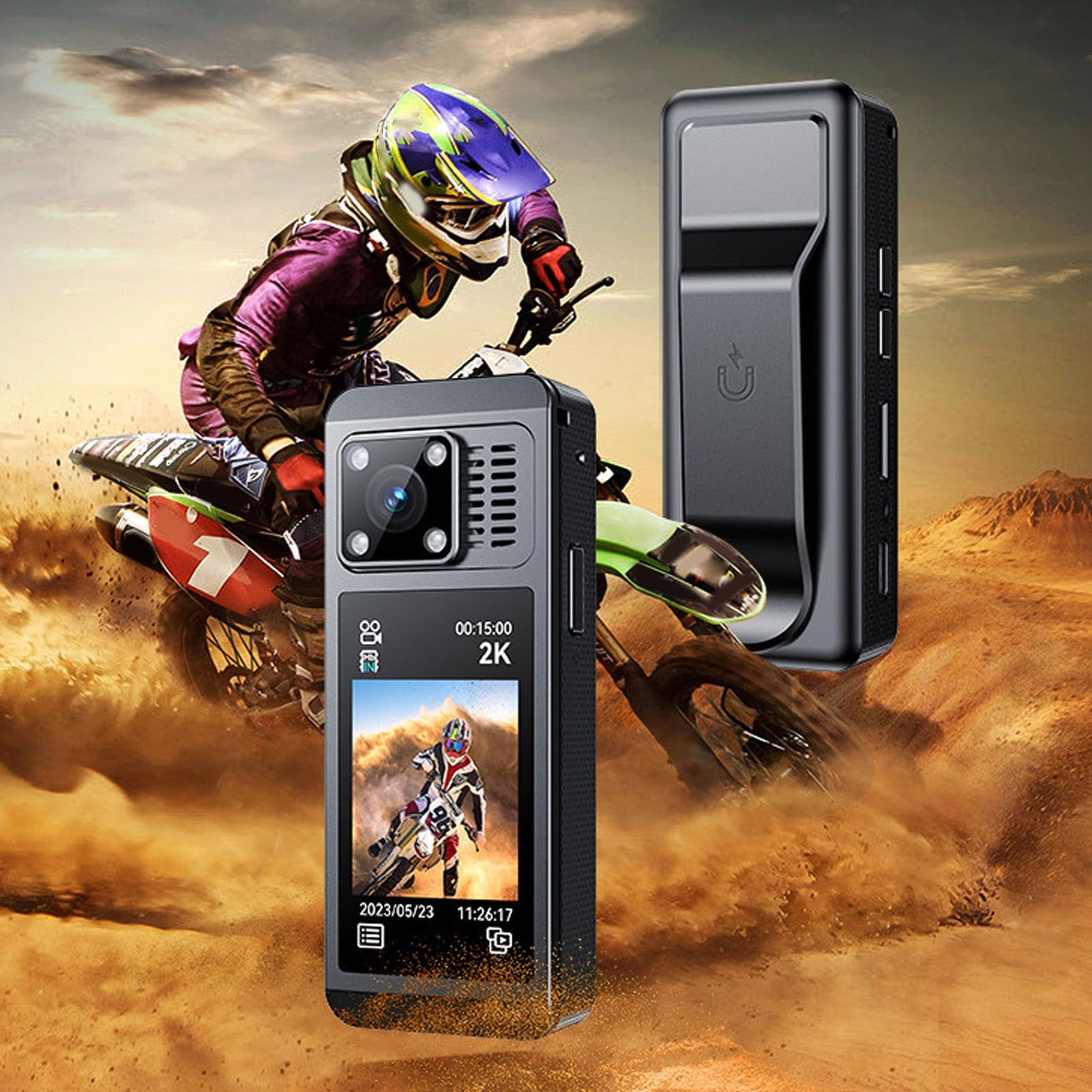 4K Action Camera with Touchscreen Wearable Sports Camera 130 Degree Wide Angle WiFi Video Recorder with  IR Night for Cycling Law Enforcement