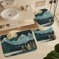 thumbnail image 6 of 4 Pcs Shower Curtain Sets Illustration of Mountains, Trees And Lake in The Moonlight Rug Toilet Lid Cover And Non-Slip U Shape Mat Mountain Landscape Boho Colorful Abstract Farmhouse Bathroom Set, 6 of 8
