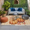 thumbnail image 2 of Burnt Orange Pumpkin Fall Outdoor Rug for Patio/Deck/Porch, Non-Slip Large Area Rug 3 x 5 Ft, Checkered Thanksgiving Botanical Indoor Outdoor Rugs Washable Area Rugs, Camping Rug Carpet Runner, 2 of 8