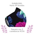 thumbnail image 5 of Cubrebocas Reutilizable Estampado Floral Facex American Morado 3 Capas 14 X 14 cm, 5 of 5
