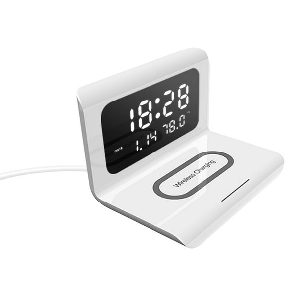 Cusimax Digital Alarm Clock Screen Display Wireless Phone Charger Home Office Desktop Electric ...