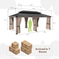 thumbnail image 4 of Mondawe 12'x 20' Outdoor Cedar Wooden Gazebo,Patio Gazebo with Galvanized Steel Hardtop, Heavy-Duty Hardtop Gazebo with Netting and Curtains for Garden, Poolside, Deck, Backyard, 4 of 14