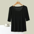 thumbnail image 2 of WREESH Women's Casual Solid Color Short Sleeve T-Shirt Summer Round Neck Top Black, 2 of 6