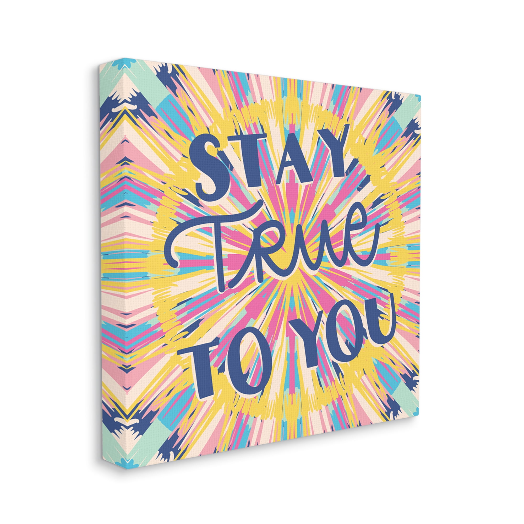 Stupell Industries Stay True To You Bold Motivational Tie Dye Pattern Graphic Art Gallery Wrapped Canvas Print Wall Art, Design by Caroline Alfreds