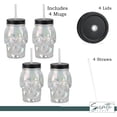 thumbnail image 3 of Servette Home 4 Pack Iridescent Skull Shaped Glass Mason Jar with Lid and Straw - 16 Oz, 3 of 8