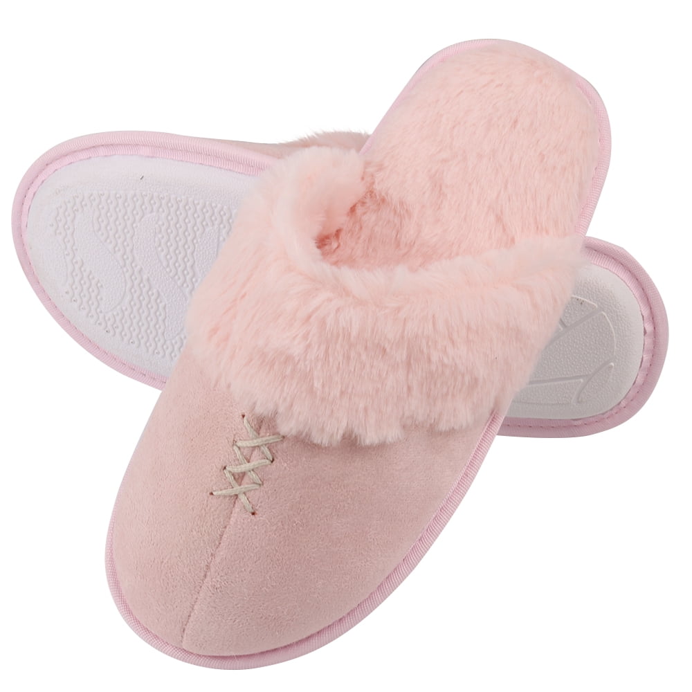 Women's Comfy and Soft Slip-On Plush Luxury Spa Slippers With Closed Toe (Pink) (US Women's Size 10)