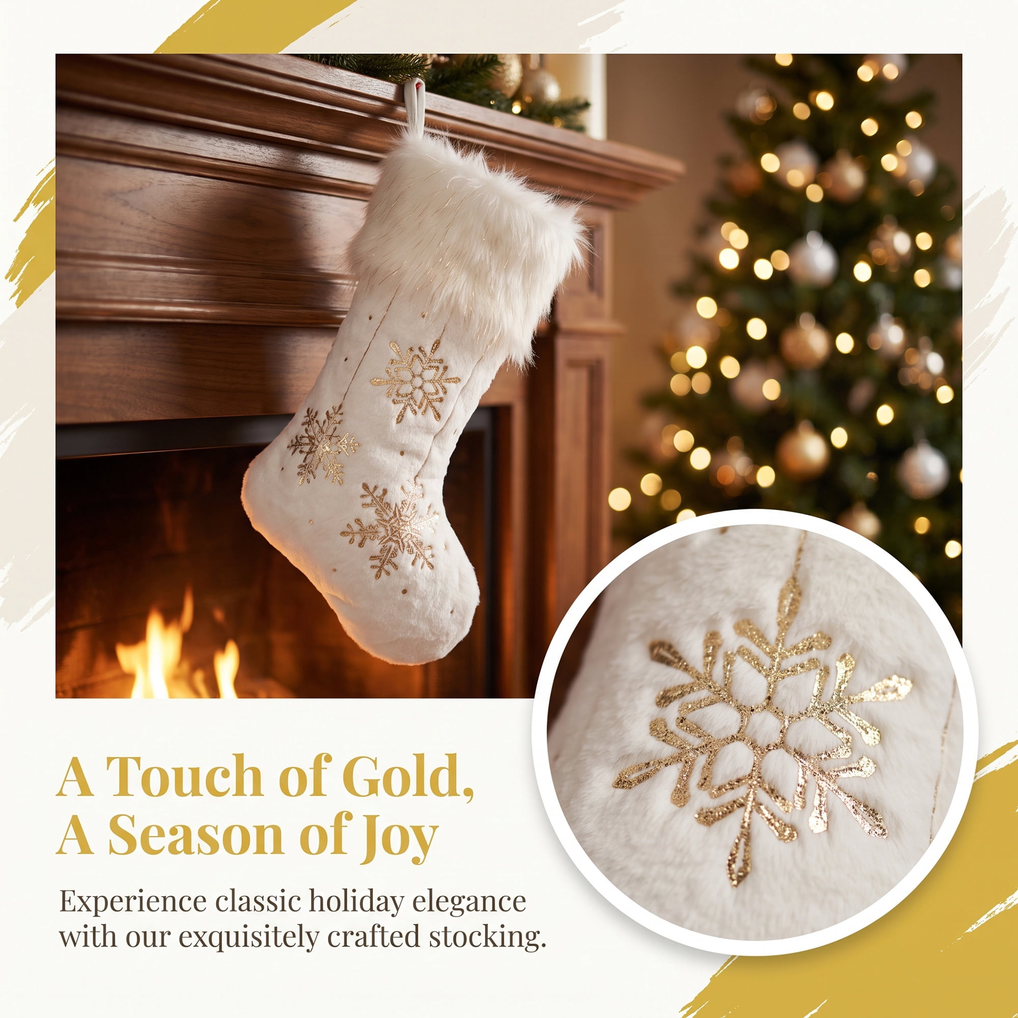 Unique Bargains Foil Christmas Stocking Double Layer Metallic Crystal Sock Snowflake 16"