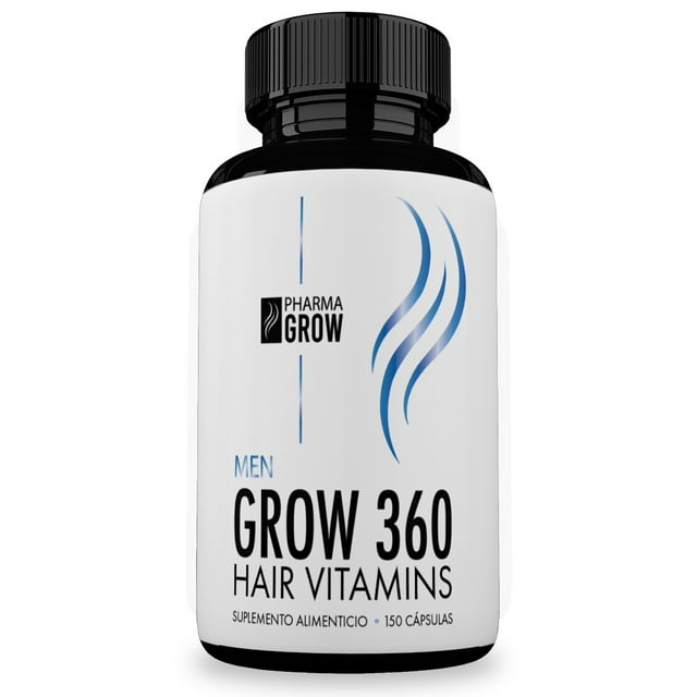 Pharma Grow | Grow 360 Hair Vitamins Suplemento Anticaida y Fortalecimiento Capilar Hombres 150 Capsulas
