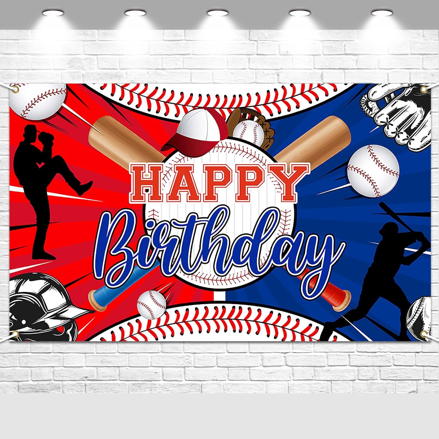 Baseball Party Banner Pack - Triangle Bunting & Shape Banner, Paper Decor For Birthday, Baby Shower