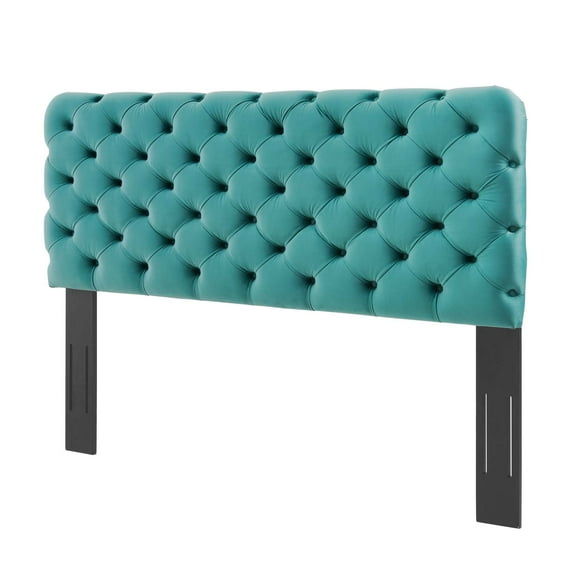 Tufted Headboard, King Size, Velvet, Teal Blue, Modern Contemporary Urban Design, Bedroom Master Guest Suite