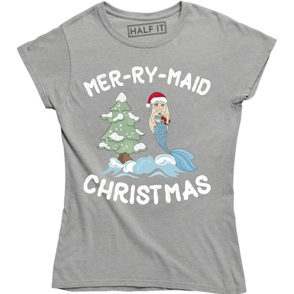 Merry Maid Christmas - Xmas Holiday Season Women's Gift Mermaid T-Shirt