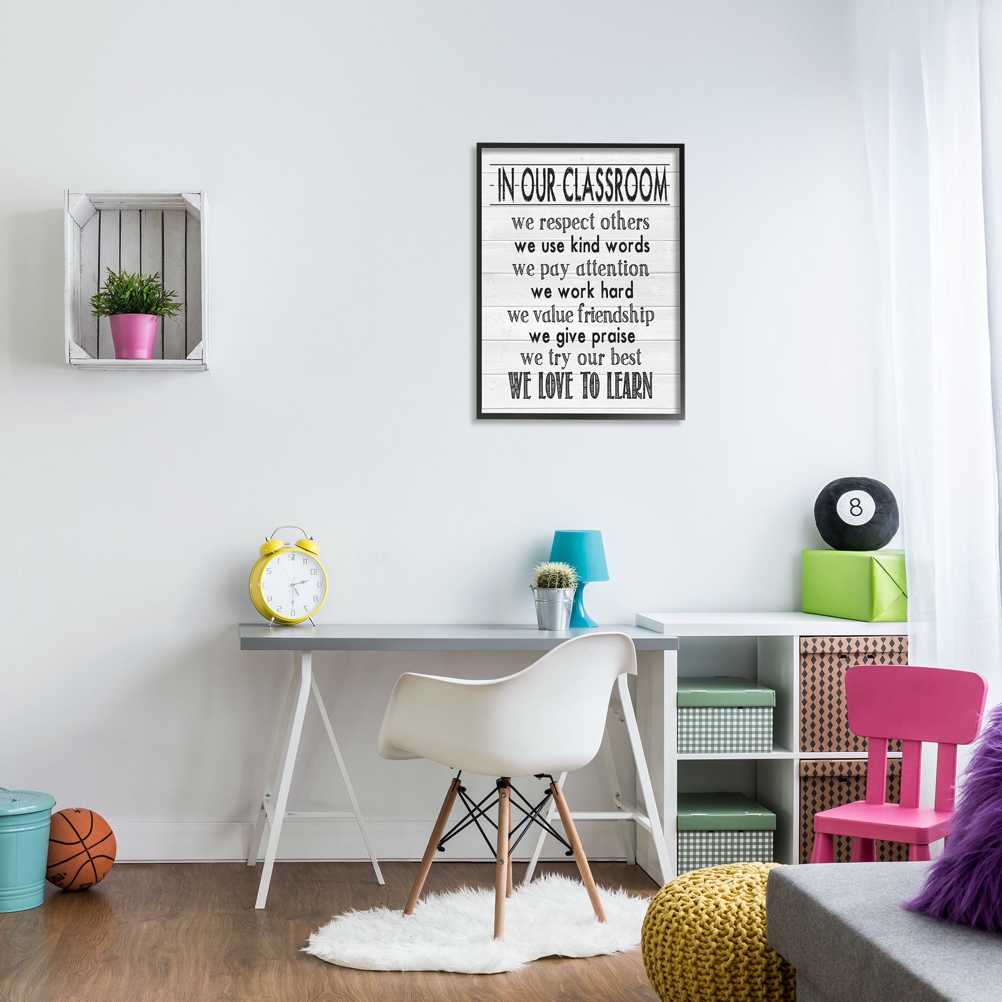 Stupell In Our Classroom Teacher Sign Inspirational Painting Black Framed Art Print Wall Art