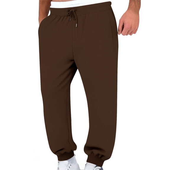 LpwkSSA Unisex Drawstring Elastic Waist Double Pocket Pants Lightweight Soft Hoodie Fabric Casual Long Pants for Leisure Work Home Activities Brown S