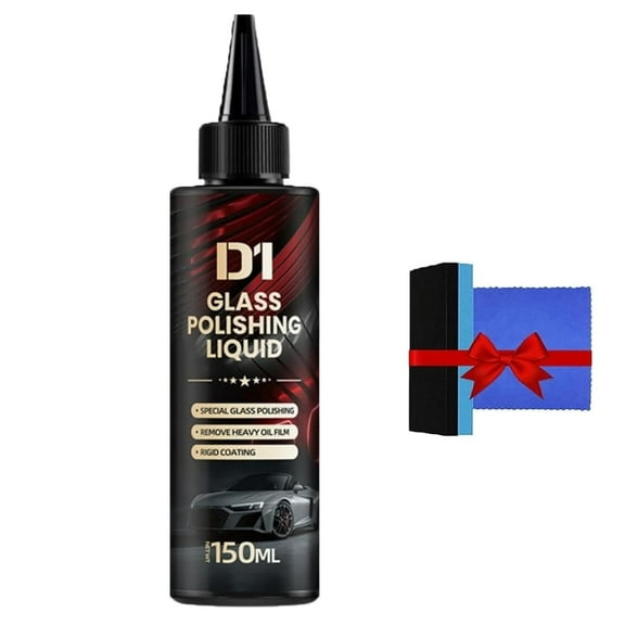 D1 Glass Polishing Liquid, 150ml Auto Glass Polish, Liquid Glass Car Polish for Anti-Fog Hydrophobic Coating Spray, Removes Swirls, Scratches, Wiper Marks & Oil Film
