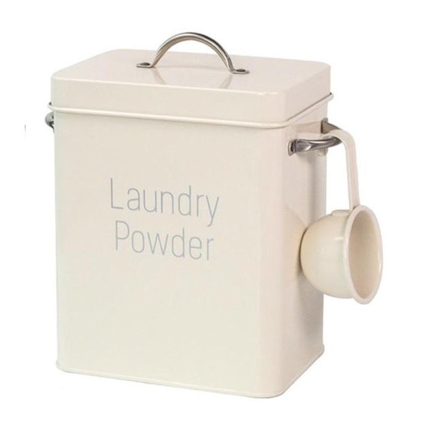 FLhrweasw Cubo Hierro para Almacenamiento Detergente en Polvo Nórdico Con Cuchara Contenedor Arroz (blanco)