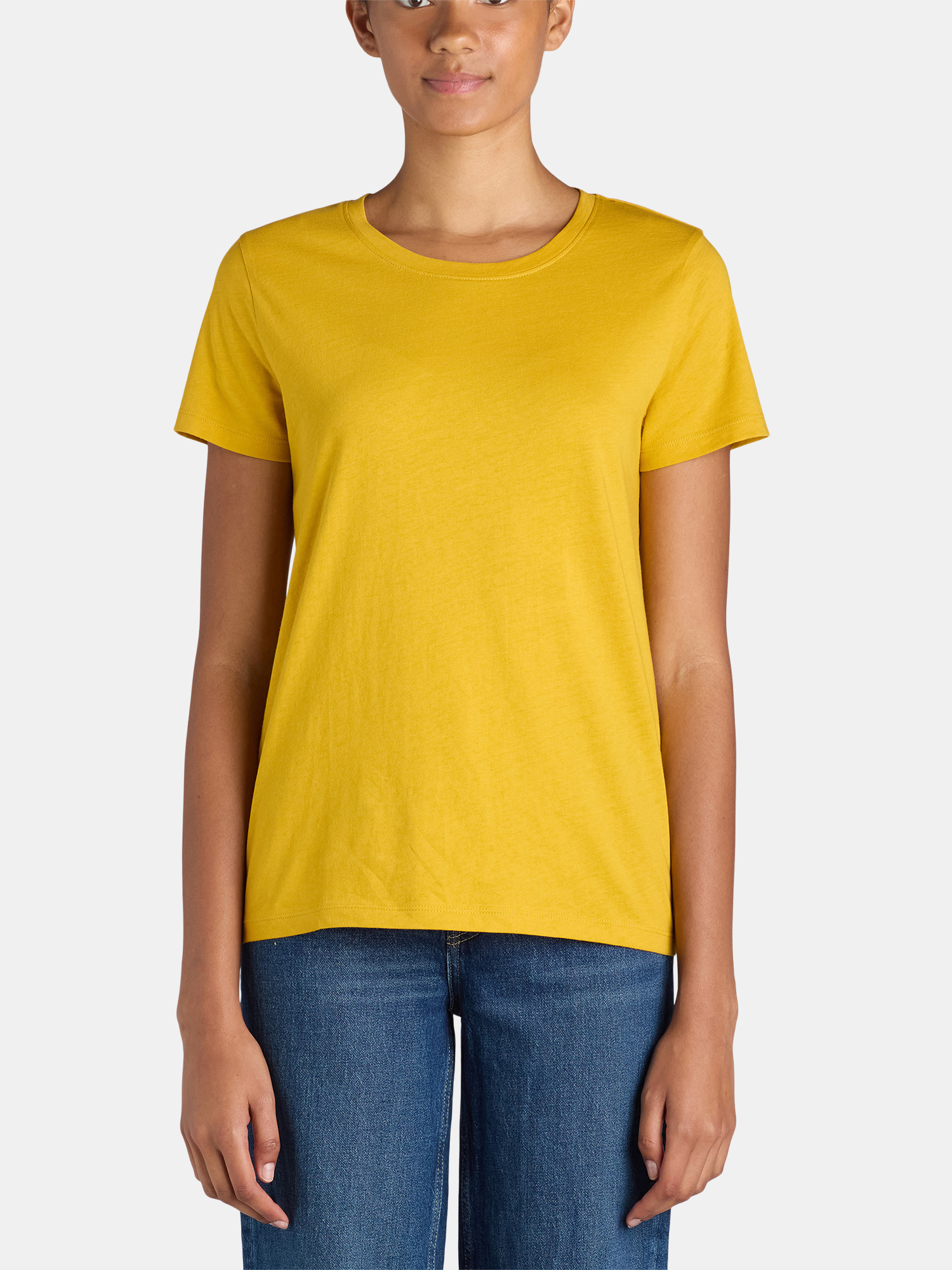 Time and Tru Women's Cotton Crewneck Tee with Short Sleeves, 3-Pack, Sizes XS-XXXL