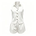 thumbnail image 6 of VBVC Women's Linen Sleeveless Vest 2 Piece Short Sets , Summer Vacation Matching Outfits For Women , Ladies' Stand Collar Button Suit Sets with Pockets,White,S-2XL, 6 of 6