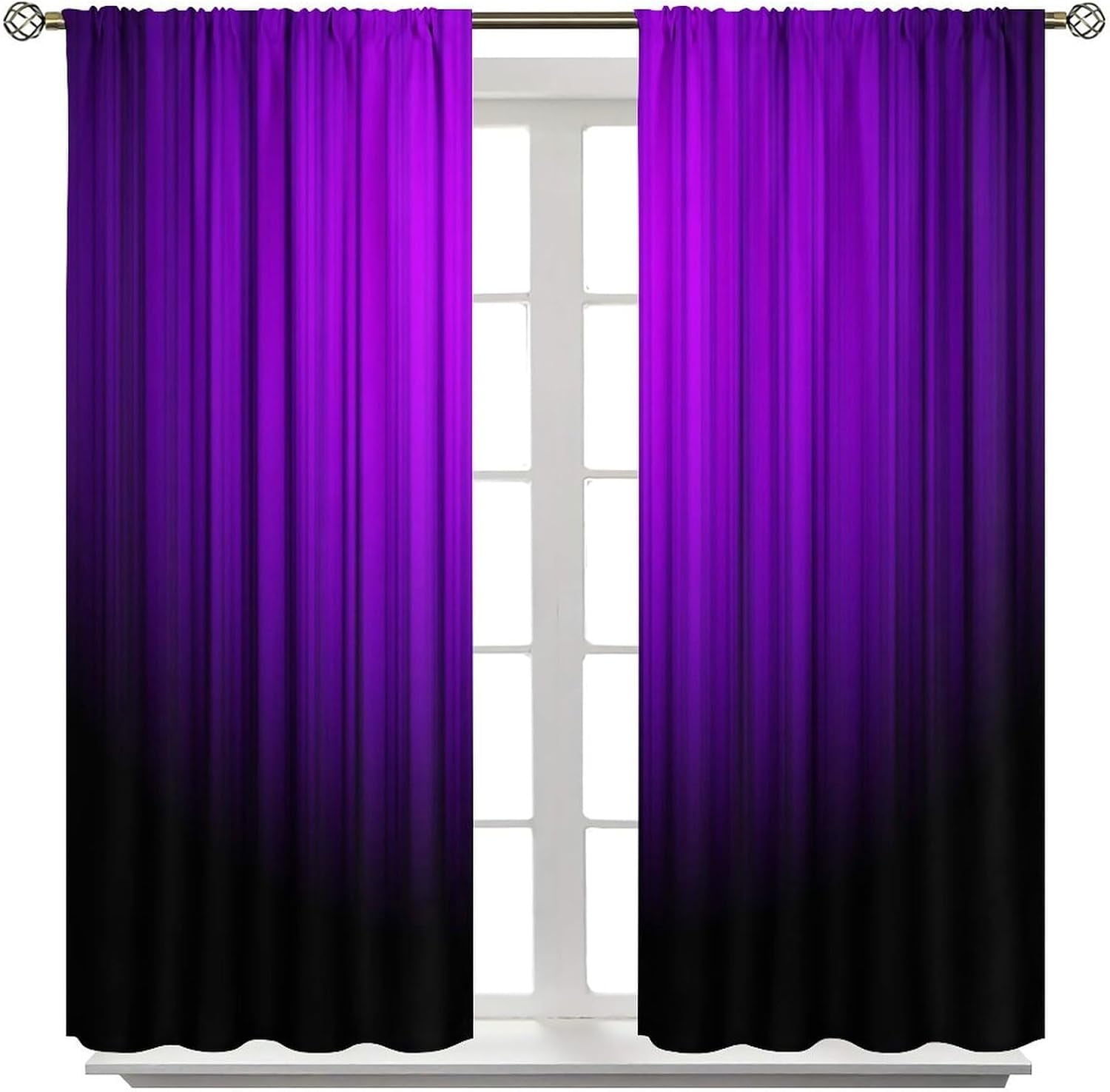Purple and Black Curtains Funny Striped Ombre Elegant Design Bright Solid Dark Abstract Gradient Blackout Rod Pocket Curtains for Bedroom Living Room Kitchen Window Drapes 2 Panel Set 42x54 Inch