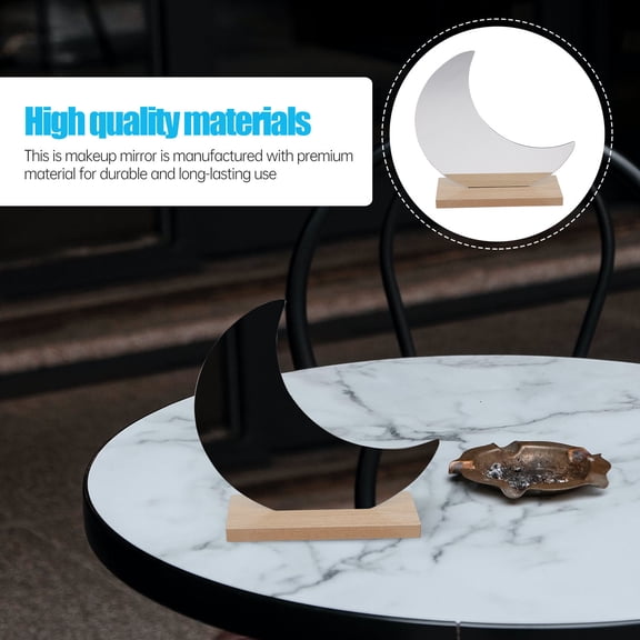 ETEREAUTY Beige Cosmetic Mirror with Unique Irregular Shape, Stable Base for Home, Desktop, Vanity, and Makeup Use