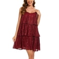 thumbnail image 1 of Coduop Women Sparkly Sequin Tiered Mini Dress Sleeveless Spaghetti Strap Backless Party Dress, 1 of 7