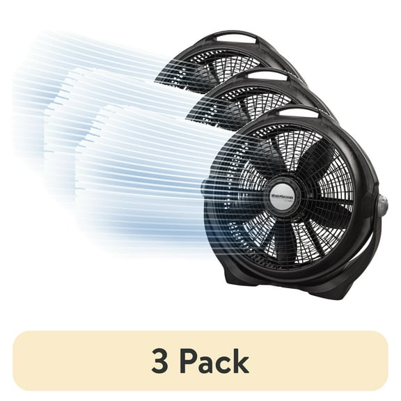 (3 pack) Lasko Wind Machine 20" 3-Speed Air Circulator Floor Fan, Black, A20302