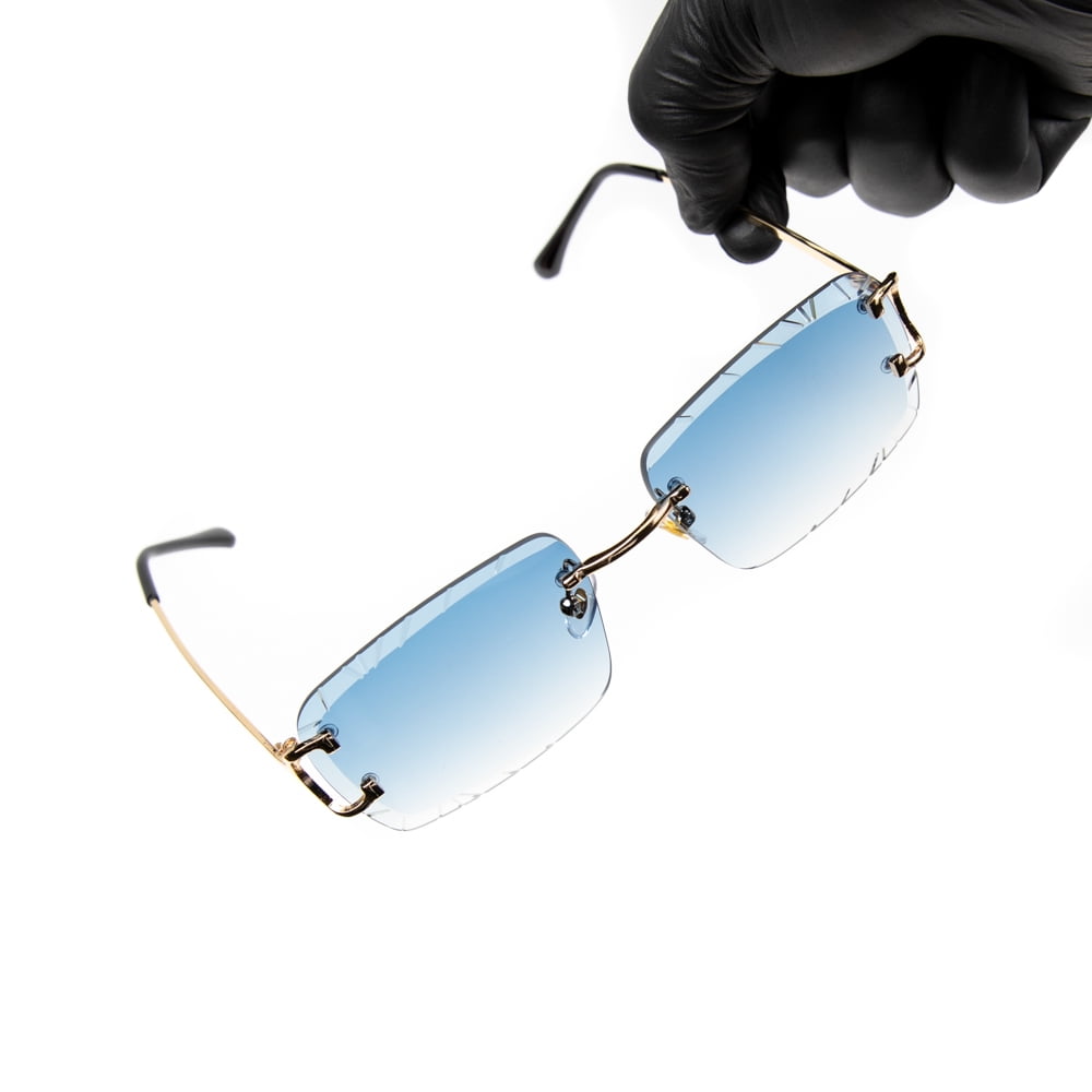 Street Knitted Luxury Gold Frame Rimless Brown Tint UK | Ubuy