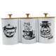 thumbnail image 1 of Juego de 3 recipientes para café, té y azúcar, botes de cocina, organizador de decoración de hierro Blanco, 1 of 9