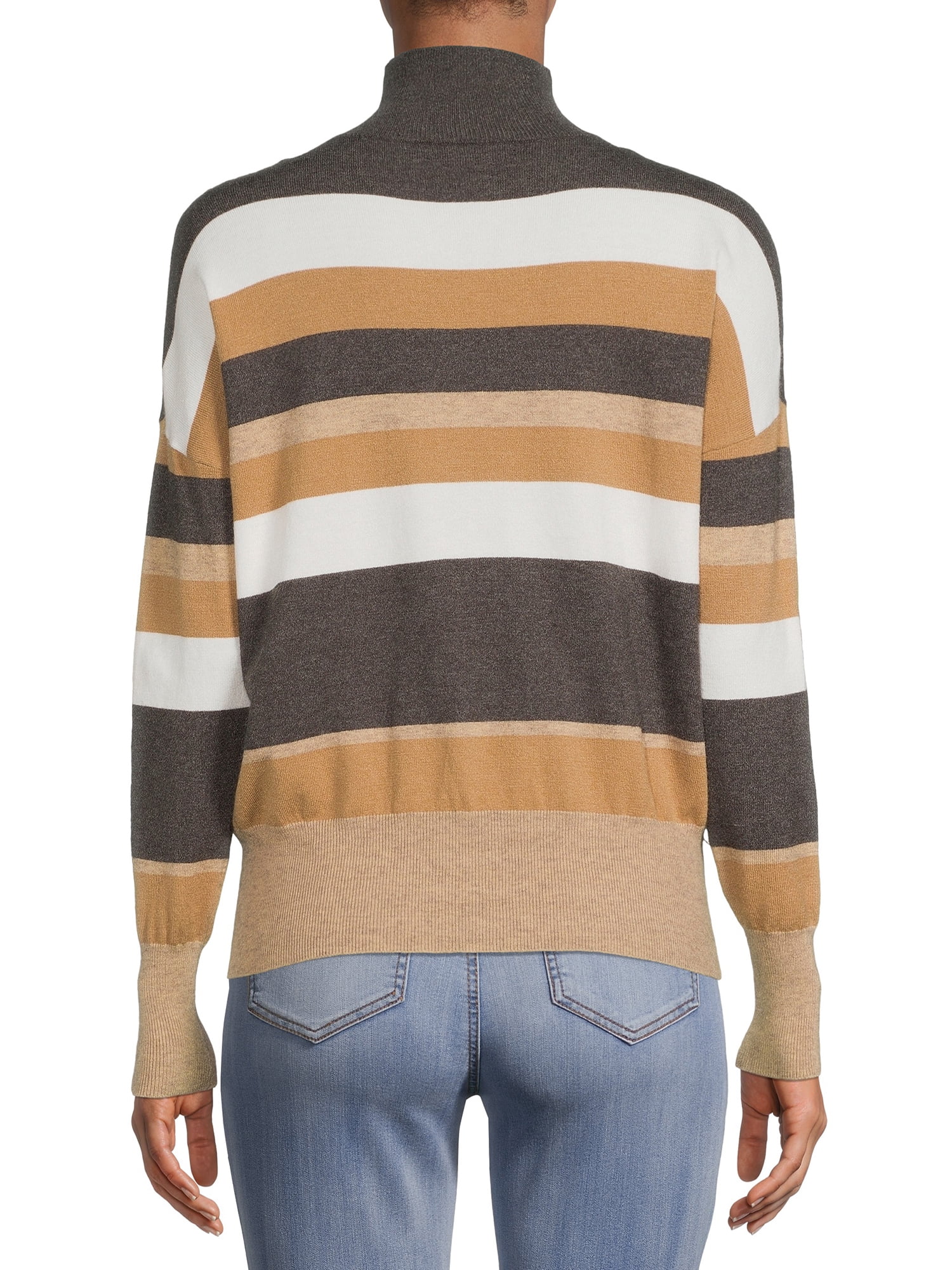Striped Mock Neck Sweater - Walmart 