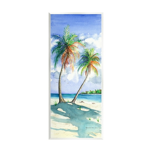 Stupell Industries Sunlit Palm Trees Landscape Painting Unframed Art Print Wall Art, 7 x 17